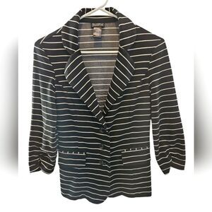 SOHO Apparel Ltd Size Medium Black White Stripe Suit Blazer Jacket Women Formal